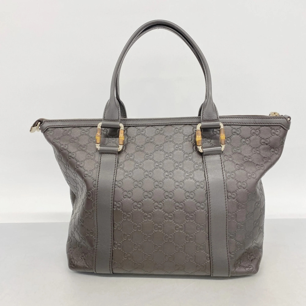 GUCCI Brown Leather Bamboo Tote Bag - Picture 10 of 10